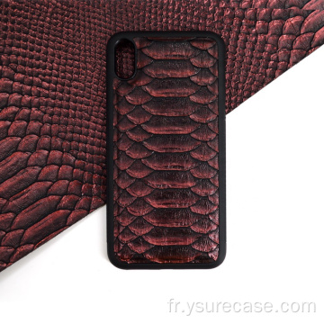 couverture de boîtier de téléphone en cuir de motif de luxe Python